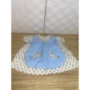 Vintage 70s 80s Nannette Embroidered Ducks Dress Apron Attached 12-15 Months